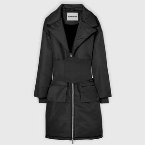 Maniere De Voir - Longline Corset Puffer Coat (BLACK)